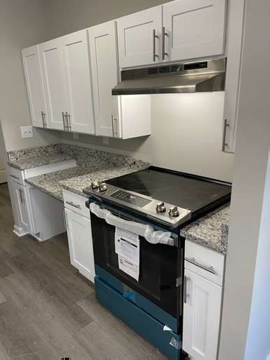 Kitchen with new range