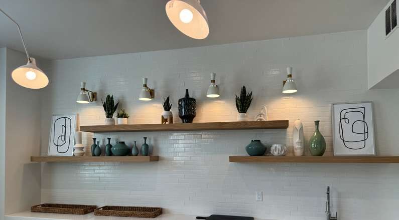 Living room with open shelving