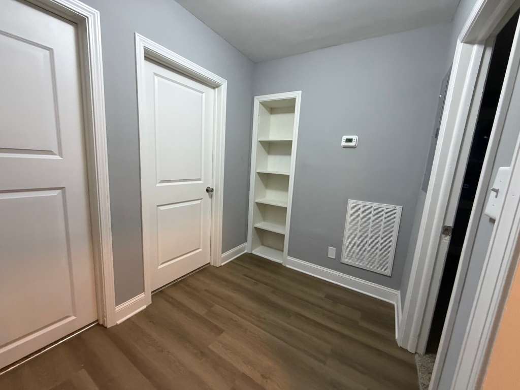 Completed bathroom vanity and mirror